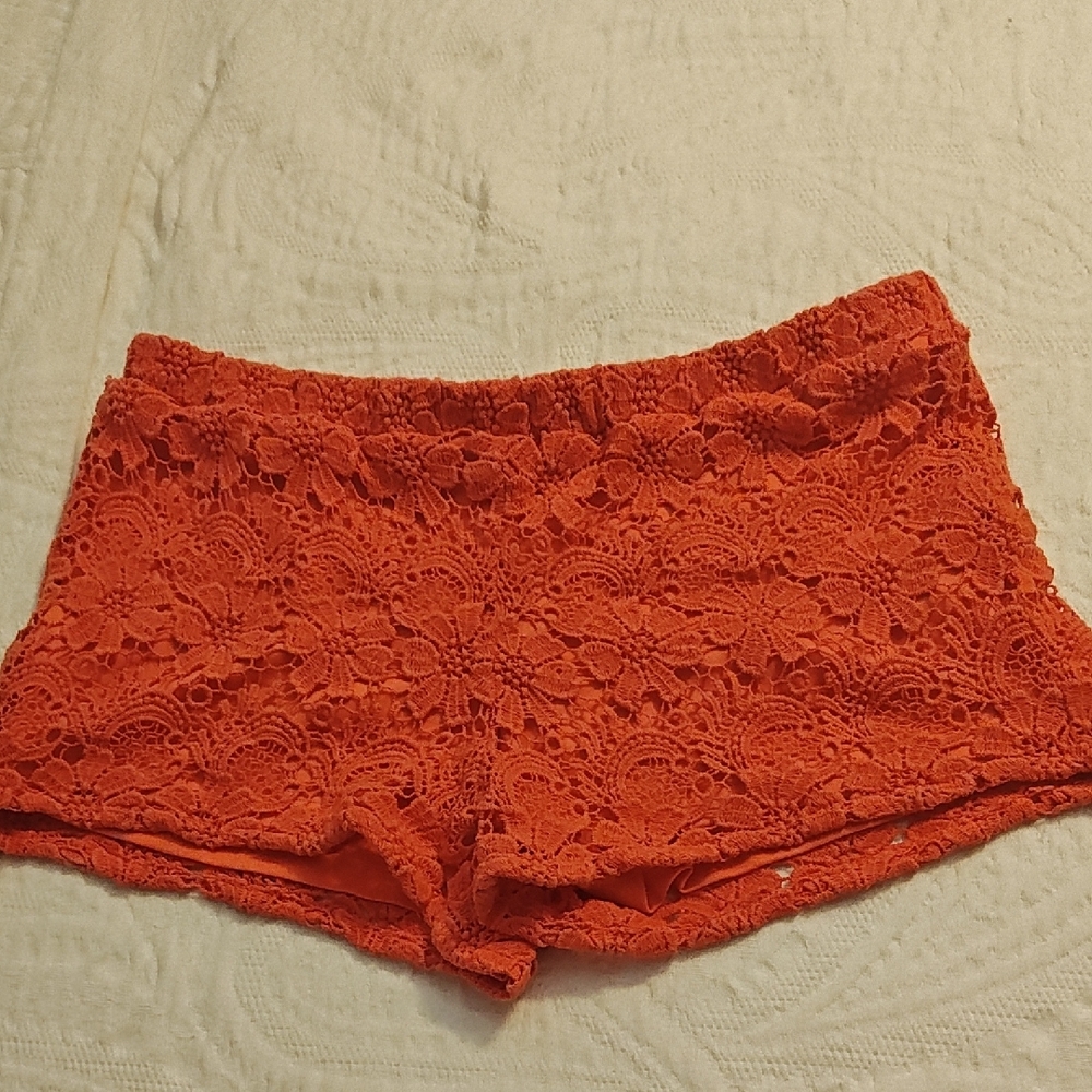 Women's Lace Shorts in Orange